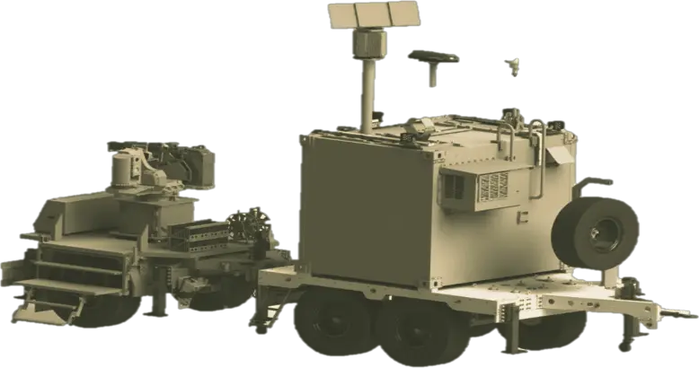 Counter-drone system with radar, mounted on a vehicle