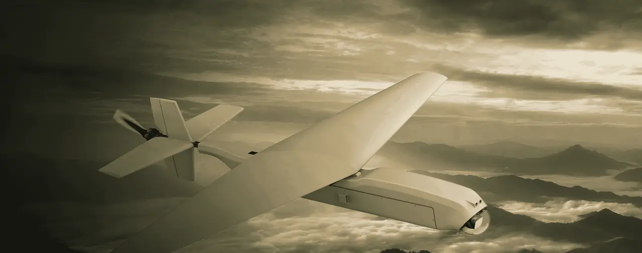 DELİ-2 EO loitering munition in flight above the clouds