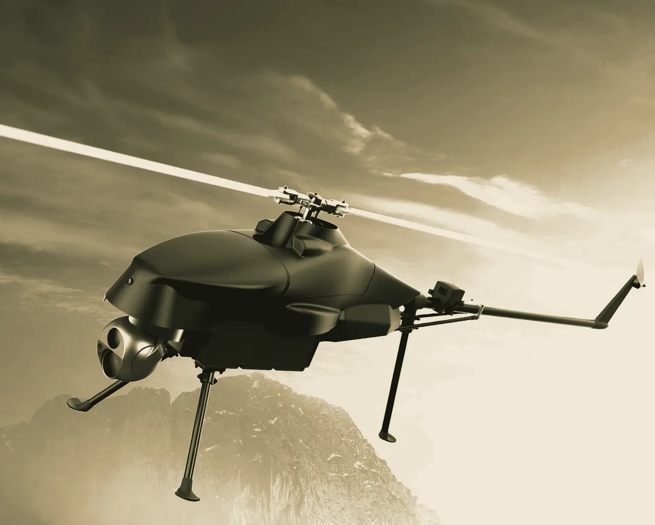 DUMRUL unmanned helicopter in flight