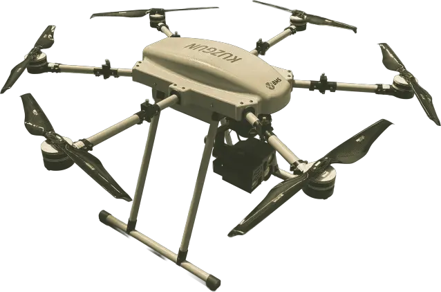 KUZGUN-X6 hexacopter with its camera