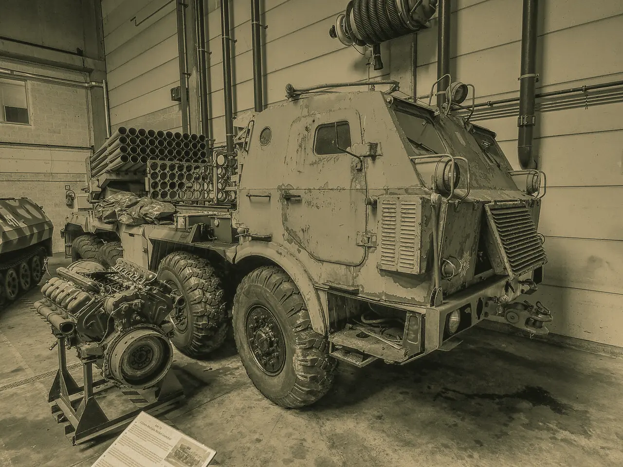122 mm multiple rocket launcher in a museum